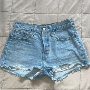 Levi’s Premium 501 Denim High Rise Distressed Women’s Shorts Jean Blue 27